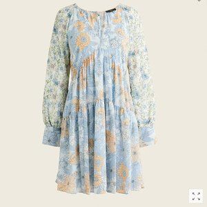 J. Crew Long-sleeve crinkle chiffon dress in mixed floral